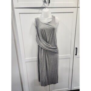 Fabletics Retta Dress Gray Sleeveless Tank Midi Crossover Waist Size M Medium